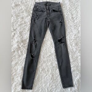 Rewash Black Skinny Jeans with Distressed Design